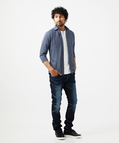 MICHEL KLEIN HOMME (ミッシェルクランオム)の「《日本製》ストレッチラッセル七分袖シャツ(シャツ/ブラウス・メンズ・ライトブルー/ブラック/カーキ・MEDIUM/LARGE/X-LARGE)」の5枚目の写真