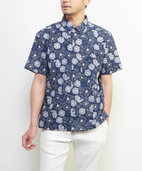 MEN'S MELROSE(メンズメルローズ)の「《限定展開》オキナワシャツ | ワッフルサッカー(シャツ/ブラウス・メンズ・ホワイト/ブラック/ネイビー/ホワイト系その他/ブルー系その他/グレイッシュベージュ・5/7/6/3/4)」の6枚目の写真