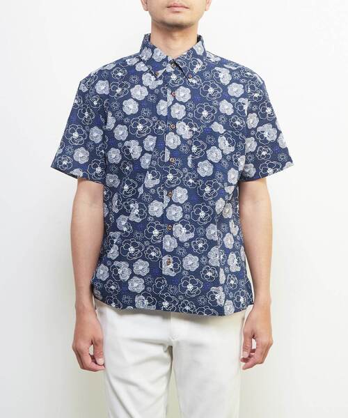 MEN'S MELROSE(メンズメルローズ)の「《限定展開》オキナワシャツ | ワッフルサッカー(シャツ/ブラウス・メンズ・ホワイト/ブラック/ネイビー/ホワイト系その他/ブルー系その他/グレイッシュベージュ・5/7/6/3/4)」の9枚目の写真