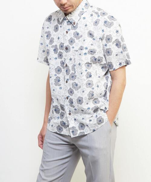 MEN'S MELROSE(メンズメルローズ)の「《限定展開》オキナワシャツ | ワッフルサッカー(シャツ/ブラウス・メンズ・ホワイト/ブラック/ネイビー/ホワイト系その他/ブルー系その他/グレイッシュベージュ・5/7/6/3/4)」の16枚目の写真