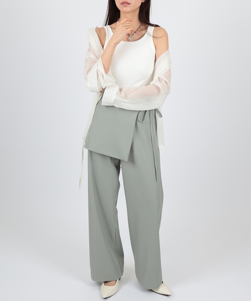 SUWDEE(スーディー)の「docking wrap skirt high waist pants(その他パンツ・レディース・ブラック/グレイッシュベージュ/チャコールグレー/グレー・M/S)」の1枚目の写真