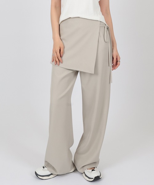 SUWDEE(スーディー)の「docking wrap skirt high waist pants(その他パンツ・レディース・ブラック/グレイッシュベージュ/チャコールグレー/グレー・M/S)」の4枚目の写真