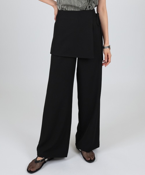 SUWDEE(スーディー)の「docking wrap skirt high waist pants(その他パンツ・レディース・ブラック/グレイッシュベージュ/チャコールグレー/グレー・M/S)」の2枚目の写真