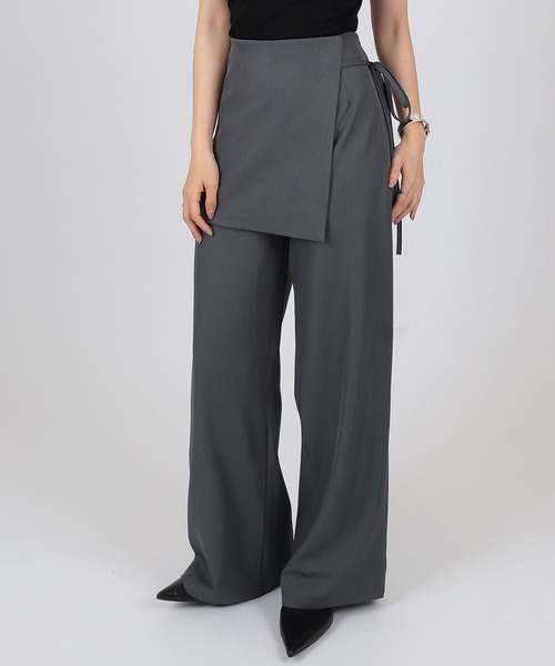 SUWDEE(スーディー)の「docking wrap skirt high waist pants(その他パンツ・レディース・ブラック/グレイッシュベージュ/チャコールグレー/グレー・M/S)」の7枚目の写真