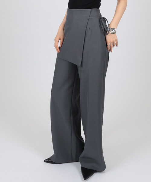 SUWDEE(スーディー)の「docking wrap skirt high waist pants(その他パンツ・レディース・ブラック/グレイッシュベージュ/チャコールグレー/グレー・M/S)」の8枚目の写真