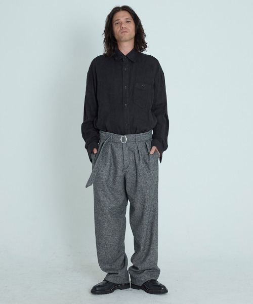 EGO TRIPPING（エゴトリッピング）の「ms6118- Brushlinen リネンシャツ（シャツ/ブラウス・メンズ・オリーブ系/ブラック・46/48）」の6枚目の写真