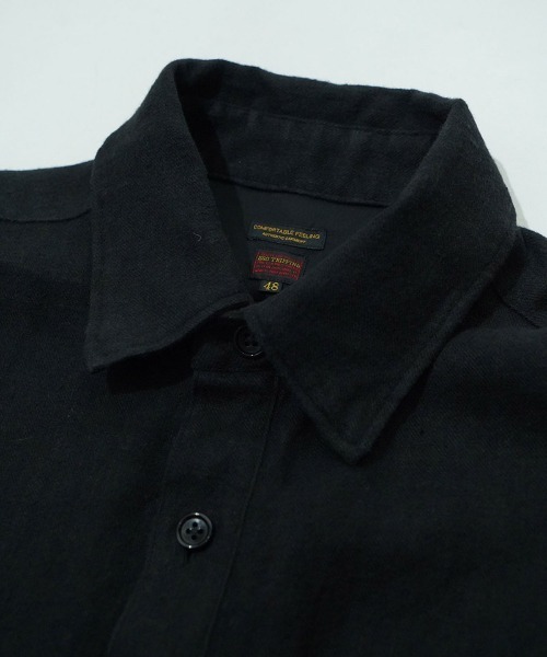 EGO TRIPPING（エゴトリッピング）の「ms6118- Brushlinen リネンシャツ（シャツ/ブラウス・メンズ・オリーブ系/ブラック・46/48）」の13枚目の写真