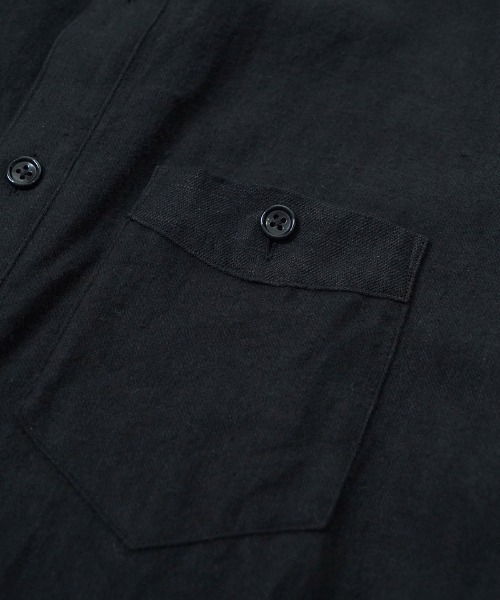 EGO TRIPPING（エゴトリッピング）の「ms6118- Brushlinen リネンシャツ（シャツ/ブラウス・メンズ・オリーブ系/ブラック・46/48）」の14枚目の写真