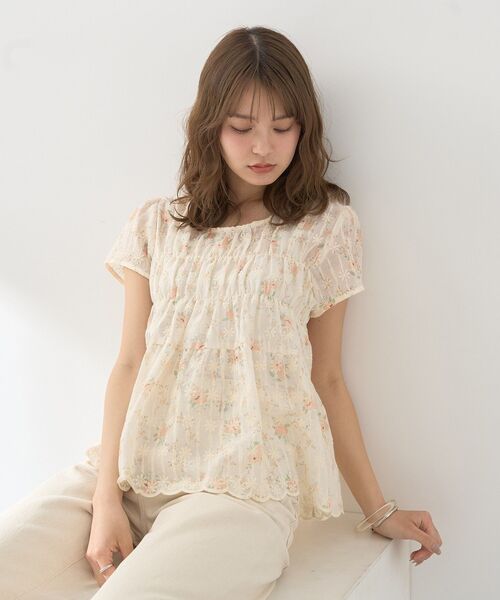 セール】フラワープリント刺繍ブラウス（シャツ/ブラウス