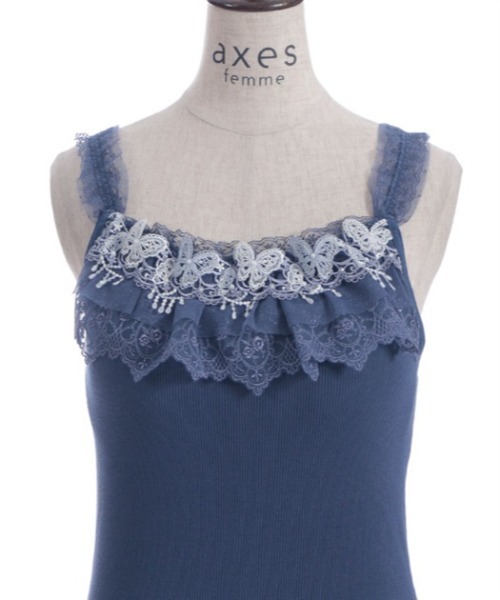 axes femme（アクシーズファム）の「カップ付き蝶々レースキャミ（キャミソール・レディース・ネイビー/ピンク・MEDIUM/LARGE）」の7枚目の写真