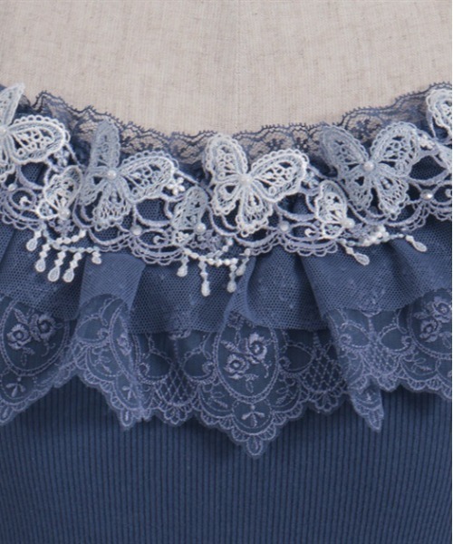 axes femme（アクシーズファム）の「カップ付き蝶々レースキャミ（キャミソール・レディース・ネイビー/ピンク・MEDIUM/LARGE）」の5枚目の写真