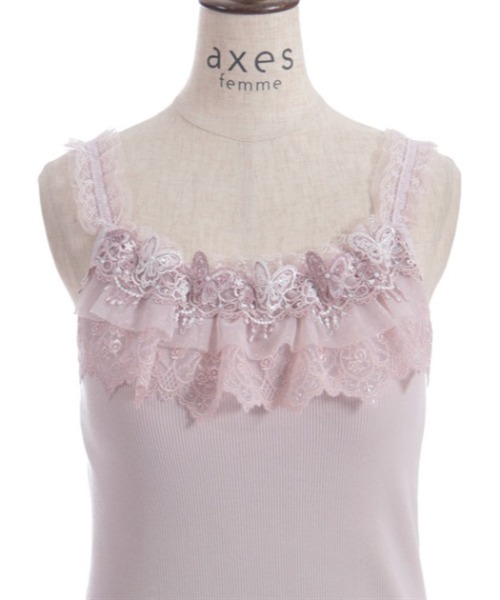 あ*こ様 axes femmeレースアップサテンリボンフリルレースキャミ 肩リボンレースフリルインナー | outlet | axes femme online shop