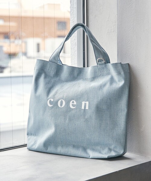 coen（コーエン）の「【新色登場・追加】2way coen（コーエン） ロゴトートバッグ（トートバッグ・レディース・ブラック/ナチュラル/ライトグレー/その他1/ダークブラウン・FREE）」の5枚目の写真