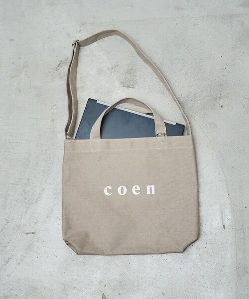 coen（コーエン）の「【新色登場・追加】2way coen（コーエン） ロゴトートバッグ（トートバッグ・レディース・ブラック/ナチュラル/ライトグレー/その他1/ダークブラウン・FREE）」の8枚目の写真