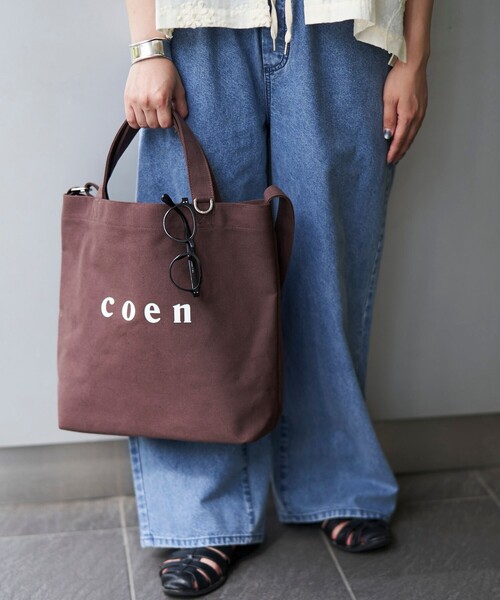 coen（コーエン）の「【新色登場・追加】2way coen（コーエン） ロゴトートバッグ（トートバッグ・レディース・ブラック/ナチュラル/ライトグレー/その他1/ダークブラウン・FREE）」の9枚目の写真