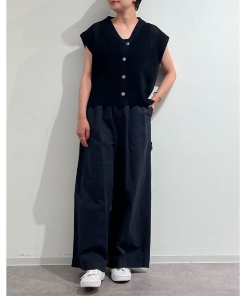 human woman(ヒューマンウーマン)の「◆【ウォッシャブル】綿ナイロン鹿の子ジレ(ニット/セーター・レディース・ブラック/ブラウン・MEDIUM)」の4枚目の写真