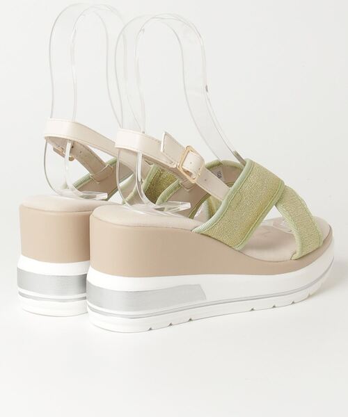 kitson（キットソン）の「kitson キラキラ クロスベルトバックストラップ 厚底サンダル（サンダル・レディース・ベージュ/ブラック/ライム・S/M/L/LL）」の5枚目の写真