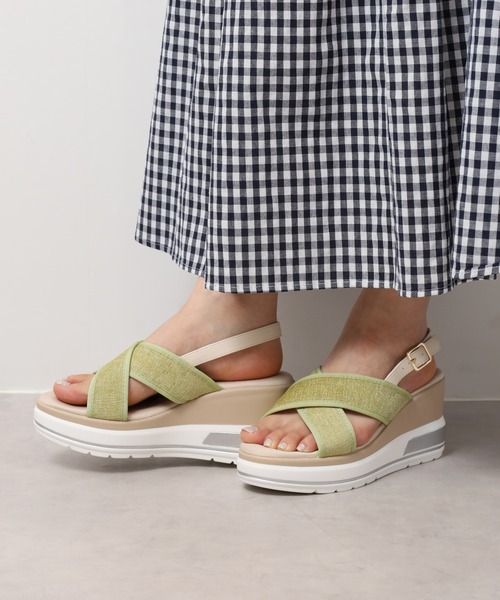 kitson（キットソン）の「kitson キラキラ クロスベルトバックストラップ 厚底サンダル（サンダル・レディース・ベージュ/ブラック/ライム・S/M/L/LL）」の9枚目の写真