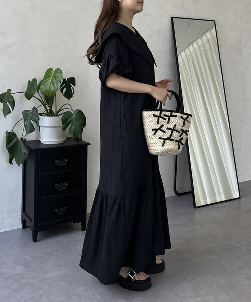 prose verse（プロズヴェール）の「バルーンスリーブセーラーカラーワンピース（ワンピース・レディース・ブラック・PL/PM/LARGE/MEDIUM）」の9枚目の写真