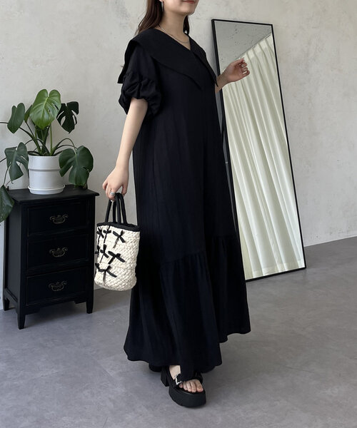 prose verse（プロズヴェール）の「バルーンスリーブセーラーカラーワンピース（ワンピース・レディース・ブラック・PL/PM/LARGE/MEDIUM）」の10枚目の写真