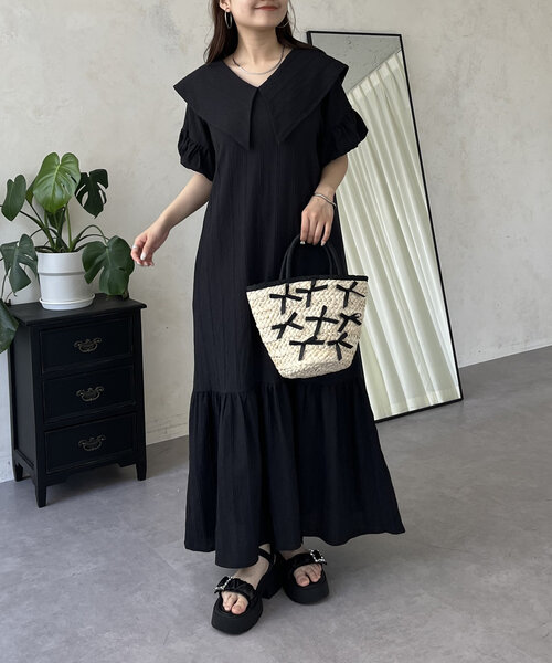 prose verse（プロズヴェール）の「バルーンスリーブセーラーカラーワンピース（ワンピース・レディース・ブラック・PL/PM/LARGE/MEDIUM）」の13枚目の写真