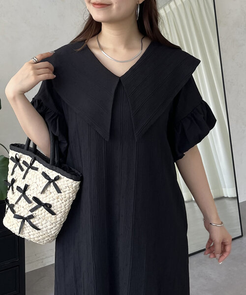 prose verse（プロズヴェール）の「バルーンスリーブセーラーカラーワンピース（ワンピース・レディース・ブラック・PL/PM/LARGE/MEDIUM）」の16枚目の写真