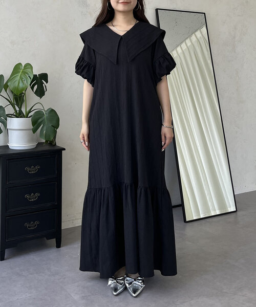 prose verse（プロズヴェール）の「バルーンスリーブセーラーカラーワンピース（ワンピース・レディース・ブラック・PL/PM/LARGE/MEDIUM）」の17枚目の写真