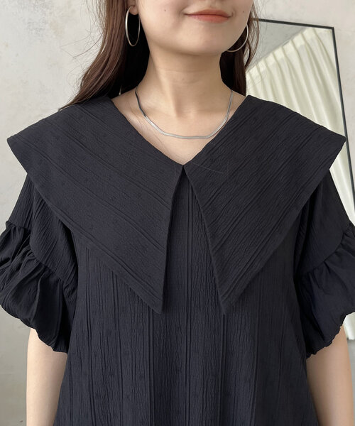 prose verse（プロズヴェール）の「バルーンスリーブセーラーカラーワンピース（ワンピース・レディース・ブラック・PL/PM/LARGE/MEDIUM）」の21枚目の写真