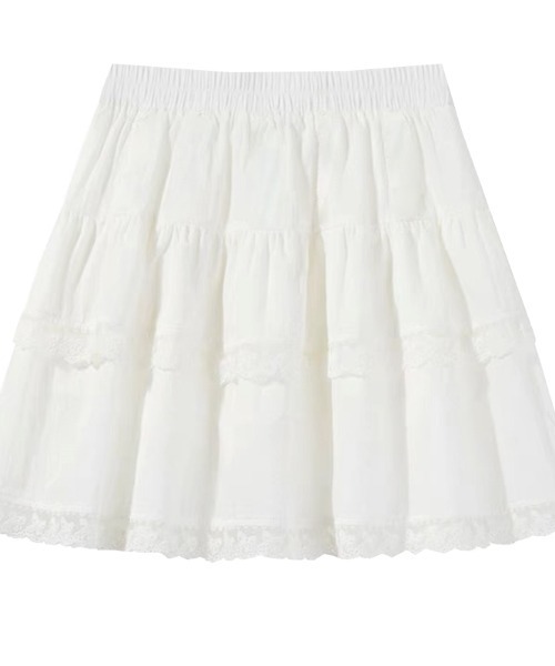 Per sist ence（パーシエンス）の「レース付ティアードミニスカート/インナーパンツ付き（スカート・レディース・ホワイト/ブラック・ONE SIZE）」の12枚目の写真