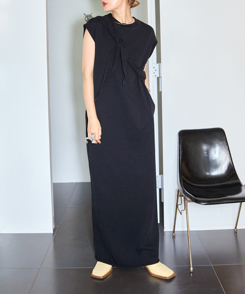 ワンピース ANCONA1234 DRESS AKIRANAKA/アキラナカ】別注 Suvi gusset jersey dress BK