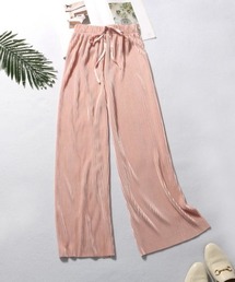 シッカープリーツ　パンツ　ピンク サテンカーゴジョガーパンツ [M3708] - レディースファッション