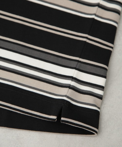 NANO universe（ナノユニバース）の「マルチボーダーリラックスＴシャツ 半袖（Tシャツ/カットソー・メンズ・ホワイト/ブラック/レッド系その他4・S/M/L）」の8枚目の写真