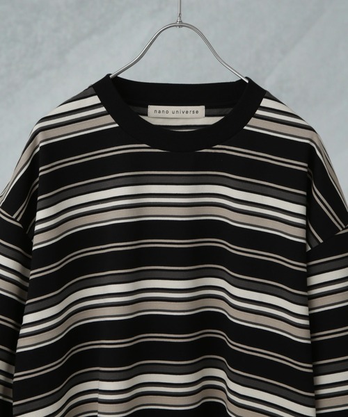 NANO universe（ナノユニバース）の「マルチボーダーリラックスＴシャツ 半袖（Tシャツ/カットソー・メンズ・ホワイト/ブラック/レッド系その他4・S/M/L）」の5枚目の写真