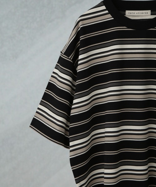 NANO universe（ナノユニバース）の「マルチボーダーリラックスＴシャツ 半袖（Tシャツ/カットソー・メンズ・ホワイト/ブラック/レッド系その他4・S/M/L）」の6枚目の写真