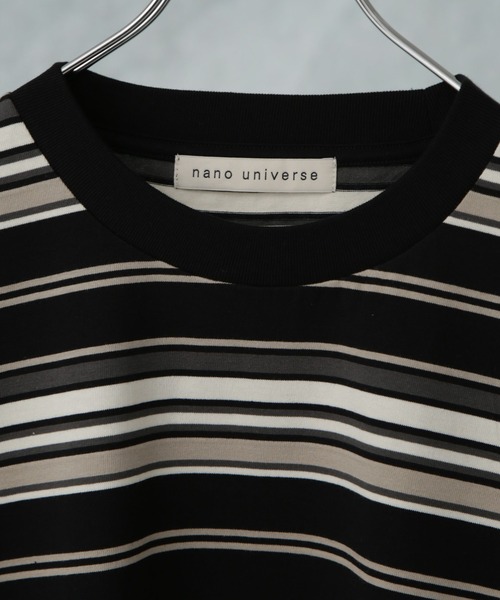 NANO universe（ナノユニバース）の「マルチボーダーリラックスＴシャツ 半袖（Tシャツ/カットソー・メンズ・ホワイト/ブラック/レッド系その他4・S/M/L）」の9枚目の写真