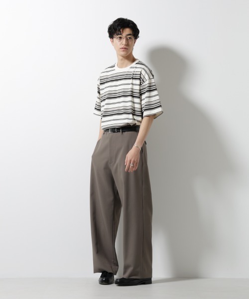 NANO universe(ナノユニバース)の「マルチボーダーリラックスTシャツ 半袖(Tシャツ/カットソー・メンズ・ホワイト/ブラック/レッド系その他4・S/M/L)」の11枚目の写真