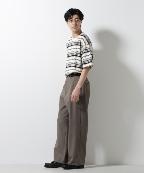 NANO universe(ナノユニバース)の「マルチボーダーリラックスTシャツ 半袖(Tシャツ/カットソー・メンズ・ホワイト/ブラック/レッド系その他4・S/M/L)」の12枚目の写真