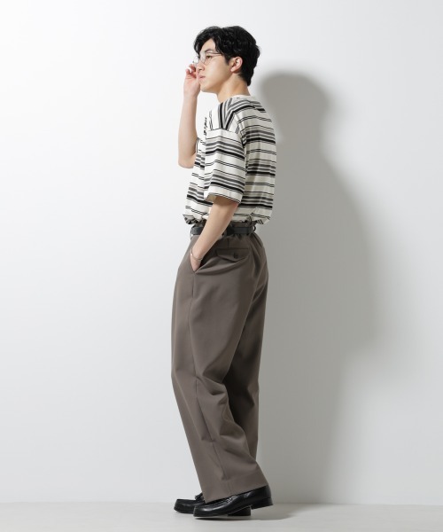 NANO universe(ナノユニバース)の「マルチボーダーリラックスTシャツ 半袖(Tシャツ/カットソー・メンズ・ホワイト/ブラック/レッド系その他4・S/M/L)」の13枚目の写真