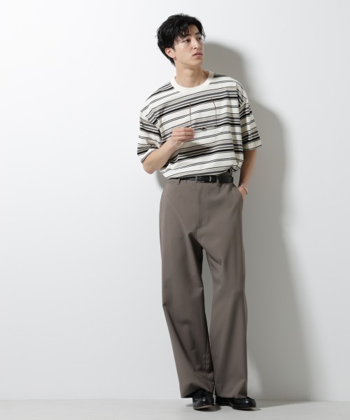 NANO universe(ナノユニバース)の「マルチボーダーリラックスTシャツ 半袖(Tシャツ/カットソー・メンズ・ホワイト/ブラック/レッド系その他4・S/M/L)」の10枚目の写真