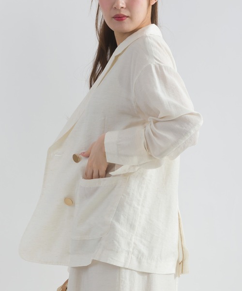 PICCIN（ピッチン）の「【セットアップ可能】麻混ダブルジャケット（テーラードジャケット・レディース・アイボリー/ブラック・M）」の6枚目の写真