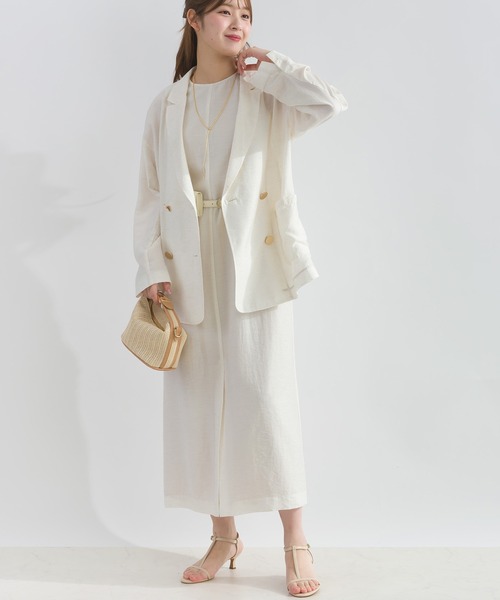 PICCIN（ピッチン）の「【セットアップ可能】麻混ダブルジャケット（テーラードジャケット・レディース・アイボリー/ブラック・M）」の7枚目の写真