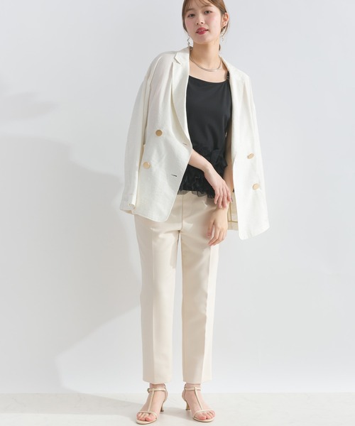 PICCIN（ピッチン）の「【セットアップ可能】麻混ダブルジャケット（テーラードジャケット・レディース・アイボリー/ブラック・M）」の10枚目の写真