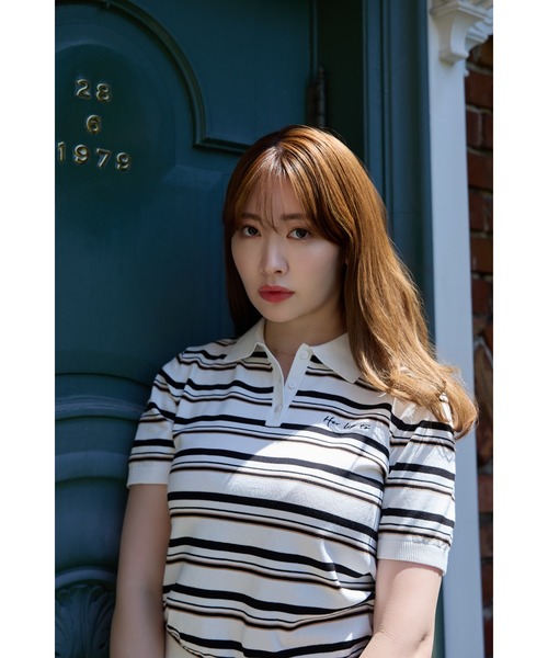 Multi Border Polo Top（ポロシャツ）｜Her lip to（ハーリップ