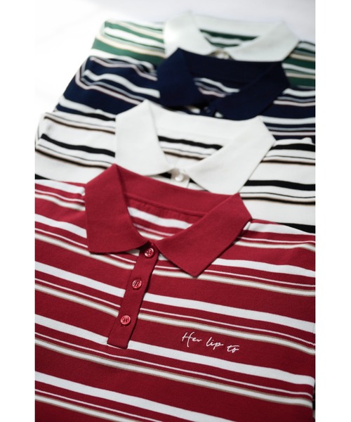 Multi Border Polo Top（ポロシャツ）｜Her lip to（ハーリップ
