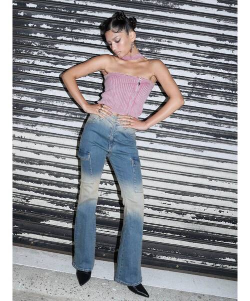 EVRIS（エヴリス）の「Eモチーフピグメントチョーカーベアニットトップス（ニット/セーター・レディース・ブラウン/ピンク/ブラック・FREE）」の12枚目の写真