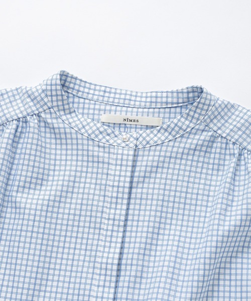 NIMES（ニーム）の「パールボタンサマーブラウス（シャツ/ブラウス・レディース・ブラック/ブルー/ホワイト/ブラウン/ネイビー・FREE）」の6枚目の写真