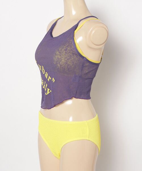 FREE STYLISTS(フリー スタイリスト)の「Y2K スポーティ&センシュアル キャミソールスイムウェア 〔3点SET 〕(水着・レディース・ブラック/パープル・FREE)」の3枚目の写真