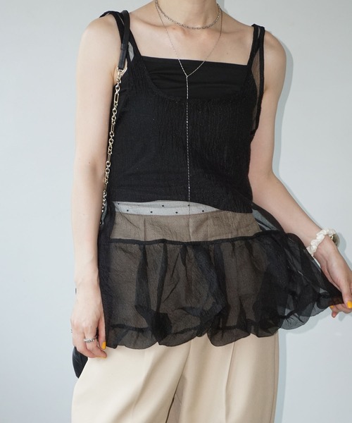 chuclla(チュクラ)の「キャミ付き 2wayバルーンチュールタンクトップ chw25s069(その他トップス・レディース・ブラック・L)」の3枚目の写真