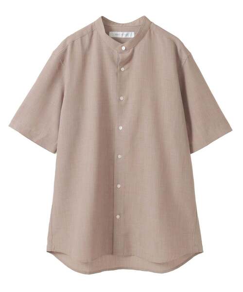 MEN'S MELROSE（メンズメルローズ）の「リネンライクスラブエステル / スタンダード半袖バンドカラーシャツ（シャツ/ブラウス・メンズ・ブルー/ライトブルー/グリーン/ベージュ・2/3/4）」の11枚目の写真