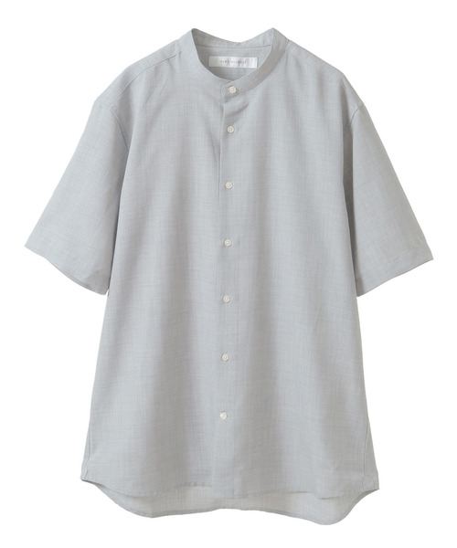 MEN'S MELROSE（メンズメルローズ）の「リネンライクスラブエステル / スタンダード半袖バンドカラーシャツ（シャツ/ブラウス・メンズ・ブルー/ライトブルー/グリーン/ベージュ・2/3/4）」の13枚目の写真